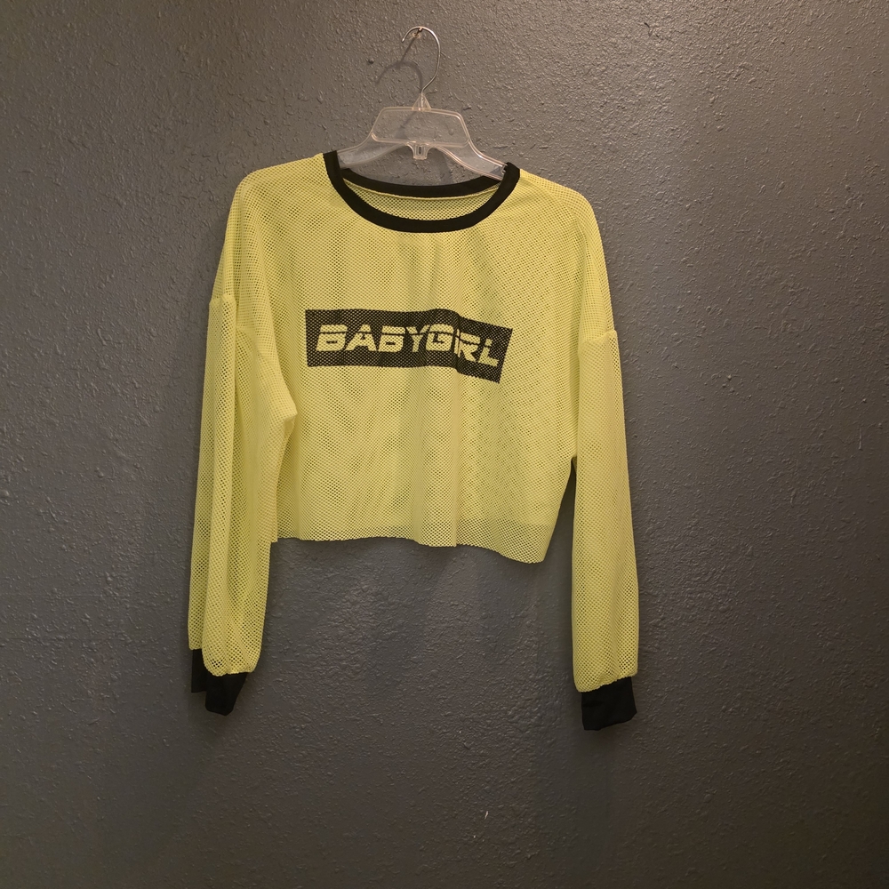 SHEIN Light Yellow Mesh Top